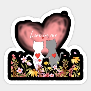 Valentine Day Cat Tee shirt Sticker